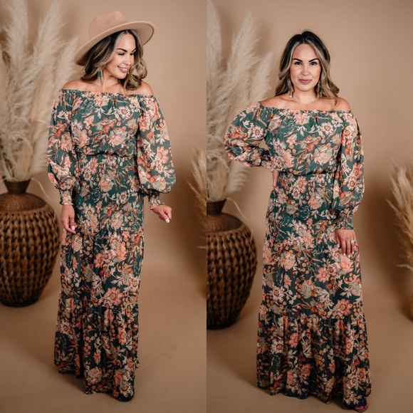 Dresses & Skirts - Long sleeve fall floral maxi dress